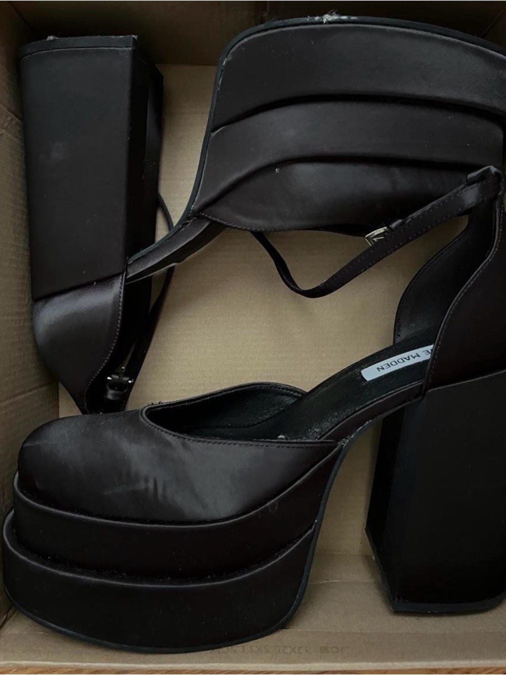 Steve Madden Black Platform Block Heel Sandals with Ankle Strap